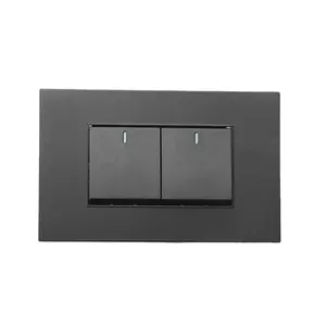 Luxury Glass Replaceable 110v 220v Us Function 15a Double Wall Switch Socket Black Outlet Socket