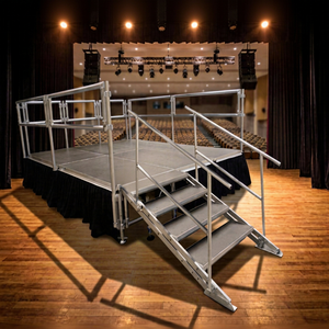 Plataforma de Escenario de Aluminio de Ensamblaje Rápido, Sistema de Escenario Completo con Faldones y Barandas de Protección - Product Image 1