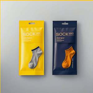 Emballage de sac à fermeture éclair personnalisé emballage en plastique à fermeture à glissière à 3 côtés pour chaussettes emballage de sous-vêtements en tissu - Product Image 1