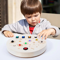 Tableau d'activités Montessori en bois avec interrupteur lumineux LED, jouet éducatif DIY pour enfants de 7 à 12 mois, jouets de contrôle personnalisés écologiques