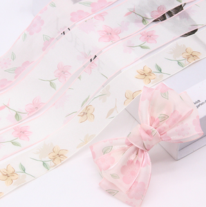 Spring and Summer 4cm Floral Traditional Chinese Style Headwear Accessories Silk Scarf for Flower and Gift - Product Image 2