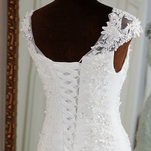 Wholesale Women's Floor-Length Crocheted <b>Lace</b> Mermaid Wedding Dress <b>White</b> Sleeveless Breathable Elegant Directly Manufacturer - Product Image 4