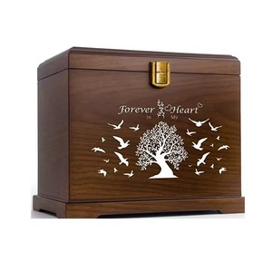 Wooden Pet Urn Solid Wood Rectangle Tree Of Life Design Sympathy <b>Memorial</b> Cremation <b>Box</b> For Adult Longevity Storage - Product Image 1