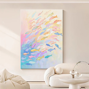 Colorful Fish Oil Painting Hand Painted Impressionism Style Living Room <b>Wall</b> Art Decor No <b>Frame</b> Modern Minimalist <b>Design</b> - Product Image 4