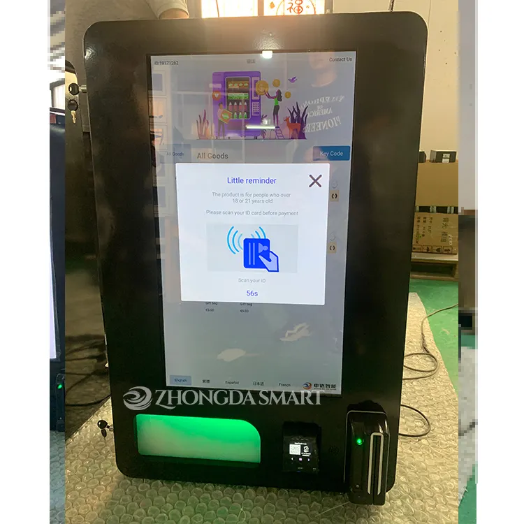Hete Verkopende Muur Mini Automaat Met Id Ic Dl Ins E-CARD Ir Leeftijd Verificatie