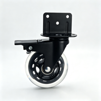 Roue pivotante silencieuse de 75 mm en PU avec support en L, rotation fluide, robuste, logo personnalisé pour meubles de maison