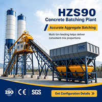 Centrale à béton stationnaire HZS90 90m³/h – Équipement de malaxage automatique pour béton prêt à l'emploi – Production commerciale – Fournisseur d'usine
