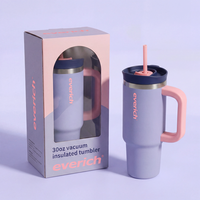Everich ODM 30oz Tumbler dengan Pegangan, Kapasitas Besar, Tutup Sedotan Anti Bocor, Botol Air Stainless Steel, Mug Perjalanan, Bebas BPA