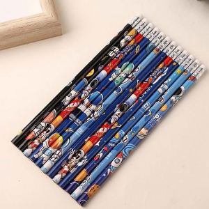 Crayons HB à succès avec tête de gomme ronde mignonne, crayons standard de qualité pour le dessin, thème astronaute, dessins animés pour l'école primaire - Product Image 2
