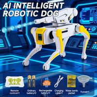 Perro Robot Inteligente HTL con IA para Niños, Control por Voz, Programable, Perro Mecánico RC con Lanzador de Bombas de Agua, Baile y Música