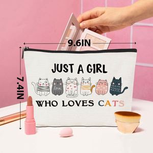 Divertida Bolsa de Maquillaje con Diseño de Gato, Regalos para Amantes de los Gatos, Bolsa de Cosméticos de Lona con Logotipo Personalizado, Bolsa de Aseo con Cierre para Niñas - Product Image 2