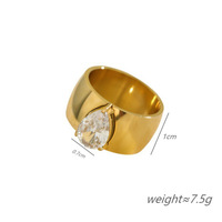 Breiter Edelstahlring mit tropfenförmigem Zirkon, europäisch-amerikanischer Luxusmode, verstellbarer Schmuck, lichtbeständig
