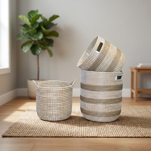 Cestas de Almacenamiento de Ratán Natural Redondas con Asas, Apilables, Estilo Nórdico, para Organización de Artículos Diversos - Product Image 4