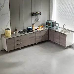 欧洲摇床现代厨柜木质不锈钢厨房家具