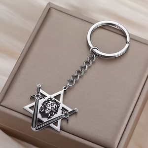 Collar con Espadas de la <span class=keywords><strong>Victoria</strong></span>, <span class=keywords><strong>León</strong></span> de Judá y Estrella de David, Cadena de Acero Inoxidable, Amuleto de Protección Judaica - Product Image 6