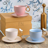 Ensemble de tasses à thé et à café de luxe faites à la main en porcelaine fine soucoupe en céramique de qualité supérieure