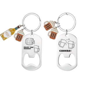Bán buôn kim loại Keychain hình trái tim mở chai cá nhân thép không gỉ <span class=keywords><strong>keyholder</strong></span> khắc trống DIY Mặt dây chuyền sử dụng chính - Product Image 1
