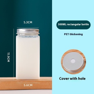 Huisdier Transparante Vierkante <span class=keywords><strong>Plastic</strong></span> Drinkbeker Met Deksel Fles Voor Melk Thee Koffie Frisdrank Afhaalmaaltijd Verpakt 300 380 400 <span class=keywords><strong>500</strong></span> 650 700Ml - Product Image 5