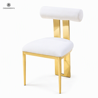 Chaise empilable moderne pour la restauration et l'ameublement domestique, avec cadre doré et revêtement blanc