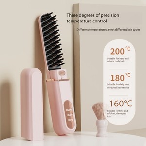 Cepillo Alisador de Cabello LCD Portátil, Plancha de Pelo de Viaje Anti-Quemaduras, Cepillo Estilizador Térmico con Carga USB, Plancha de Pelo Inalámbrica - Product Image 4