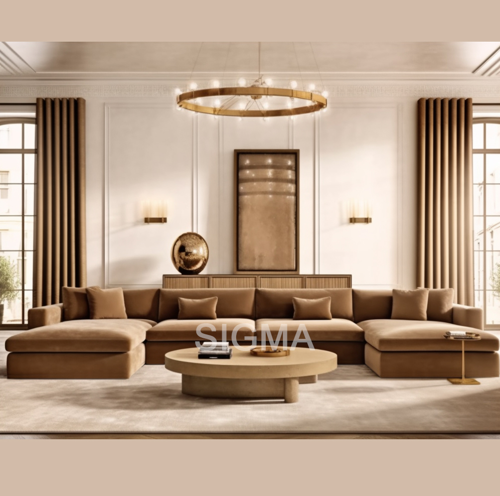 Modern Style Design Sense Simple Fabric Soft Modern Wooden Sofa Living Room Furniture Home Furniture