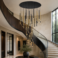 Lustre cascade de luxe en acrylique, lampe suspendue cylindrique multi-lumières pour hall d'hôtel, escalier, atrium, villa, foyer