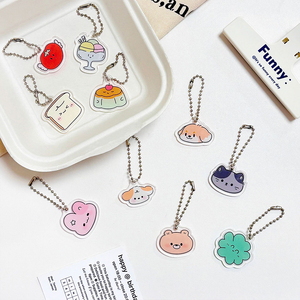 Custom Cute Cartoon Acrylic Plastic Waterproof Lightweight Pendant Keychain Accessories Key Ring Decoration Gift