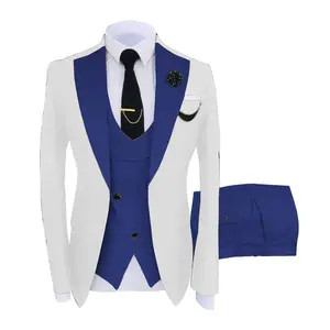 CH6088 Herren Slim Fit White Blazer Weste Hosen Set Bräutigam Prom 3 Stück Smoking Hochzeits anzug Sets