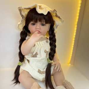 Muñeca <span class=keywords><strong>Reborn</strong></span> Realista de Silicona Completa, Asequible, de 55 cm, 22 Pulgadas, Cabello Largo Castaño, Muñeca de Juguete Realista, Princesa Bebé Caminante - Product Image 2