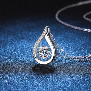 Customized Women's 925 Silver Fine <b>Jewelry</b> Chic Moissanite Pendant Necklace with Strand Chain Chic Water Drop Shape for Gift - Product Image 2