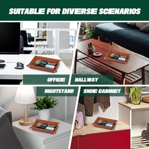 Desktop Nightstand Entryway Valet Tray Desktop Storage Organizer PU Leather Catchall Holder Bedside Vanity Foldable Tray - Product Image 6