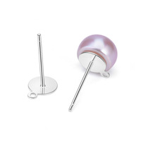 925 Sterling Silber Hochwertige 14k Gold Beschläge Blanko Ohrstecker Flache Ohrstecker Schmuck für Frauen Perlenohrring-Herstellung