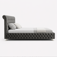 Lit rembourré sur mesure de style italien, luxe léger, lit de chambre principale avec rangement, lit double de 1,8 m
