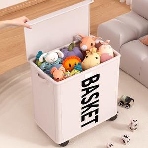 Panier de rangement pour jouets d'enfants, grande capacité, organisateur rectangulaire avec roulettes pour peluches et blocs de construction - Product Image 3