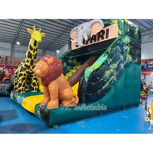 Thème Animal Singes Zèbres Girafes Gonflable Escalade Double Toboggan Trampoline Gonflable Videur Gonflable - Product Image 3