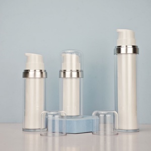 Botella de Vacío Personalizada con Revestimiento Interior Blanco Reemplazable, 15ml 30ml 50ml 100ml 120ml, Botella Transparente con Tapa Plana para Dispensar Loción - Product Image 4
