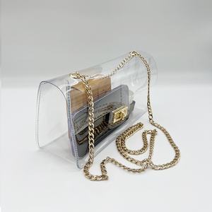 Sac à chaîne pour femme en PVC transparent carré exclusif pour le stade, capacité inférieure à 20L - Product Image 3
