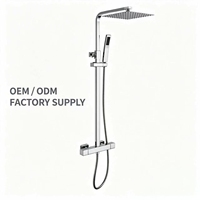 Ensemble de douche carré à température constante en acier inoxydable, avec jets pluie chaud/froid chromés et haute pression, vente en gros