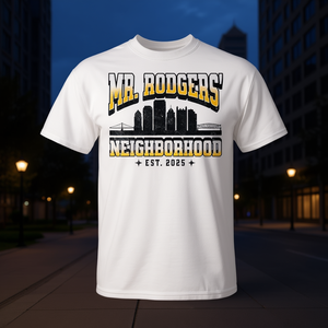 Camiseta Mr Rodgers Neighborhood Est 2025 con diseño de horizonte urbano - Product Image 3