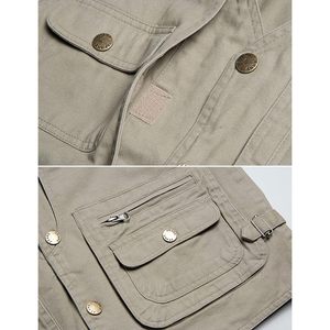 FOXA Men's Multi-Pocket Cotton Lightweight Outdoor <b>Utility</b> <b>Vest</b> Hiking Fishing Photography Work - Product Image 3