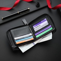 Dompet Zipper Kulit PU Buaya Warna Patchwork Pendek untuk Pria dengan Kantong Koin, Kapasitas Besar dengan Banyak Slot Tempat Kartu