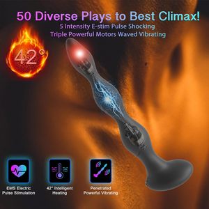 Domlust Vibrierende Anal perlen Prostata-Massage gerät-Estim Shocking Auto Heat Dildo G-Punkt Vibrator Sexspielzeug Für Männer Frauen 8,66 Zoll - Product Image 2