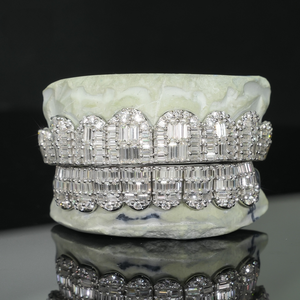 Moissante đồ trang sức Baguette cắt grillz 925 Bạc vvs Iced ra tùy chỉnh moissanite grillz - Product Image 1