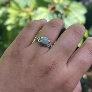 Anillo de Aguamarina Plata de Ley 925 piedras preciosas naturales joyería hecha a mano anillo de declaración bohemio para mujeres niñas regalo - Product Image 2