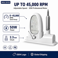 Máquina de Manicura Silenciosa de Baja Vibración, 45000 RPM, Recargable, Inalámbrica, Eléctrica, con Pantalla LCD, Logotipo Personalizado OEM, Equipo de Salón