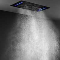 Accessoires de salle de bain Pommeau de douche LED Big 4 Functions Panneau de douche noir 380*700MM Colonne brumeuse Cascade Robinet de douche à effet pluie