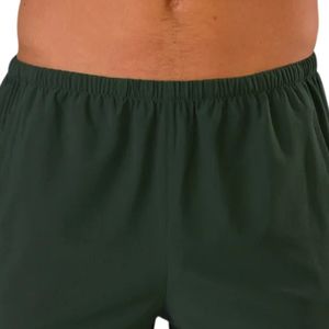 Shorts de sport pour homme vert foncé avec empiècements blancs, séchage rapide, pour entraînement, course à pied et activités sportives, avec poches latérales - Product Image 5