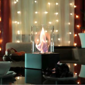 Brasero <span class=keywords><strong>de</strong></span> metal negro creativo Firepit <span class=keywords><strong>Chimenea</strong></span> <span class=keywords><strong>de</strong></span> mesa cuadrada con piedras decorativas Parte superior <span class=keywords><strong>de</strong></span> vidrio hecha <span class=keywords><strong>de</strong></span> acero inoxidable duradero - Product Image 6