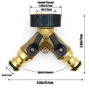 Raccordo a 2 vie per tubo da giardino, tipo ciuccio, in ottone resistente, con connessione filettata standard UE per irrigazione e uso esterno - Product Image 5