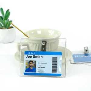 Bestom Durable and Clear Soft Vinyl Proximity ID Card Badge Holder Horizontal Insertion Design for Badge Holding